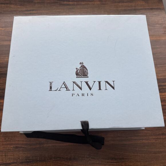 NIB Lanvin Snakeskin Embossed Dotted Espadrille Wedges in Bleu Marine - Picture 10 of 12